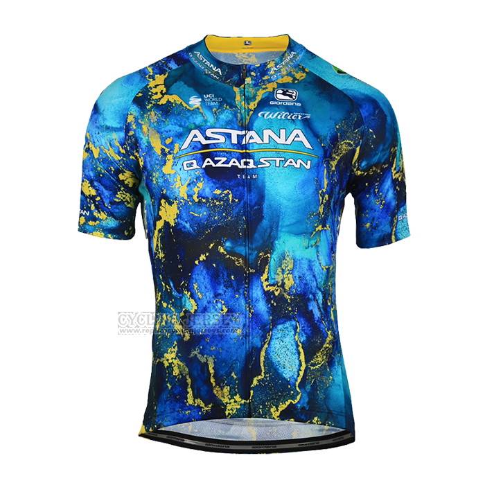 2023 Cycling Jersey Astana Blue Short Sleeve and Bib Short